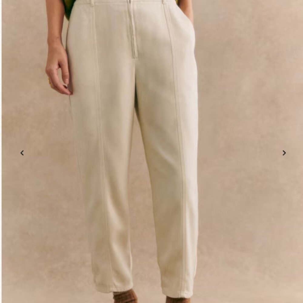 NWT Sezane Bernardo Trousers in Ecru, Size 38/6